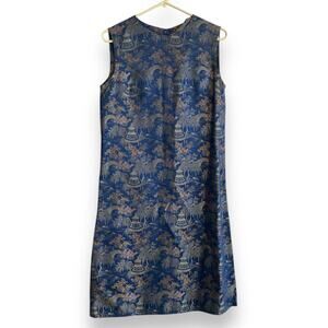 Vintage Blue Floral Midi Dress